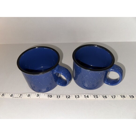 Von Pok Chang Coffee Mug Blue Speckled 16oz Soup Tea Cup Heavy Ceramic SET OF 2 - Picture 4 of 5
